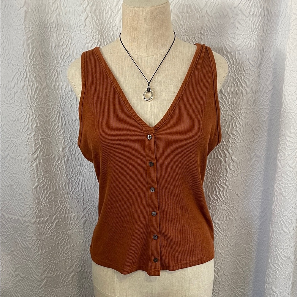 Women's Rust Button-Up Tank Top